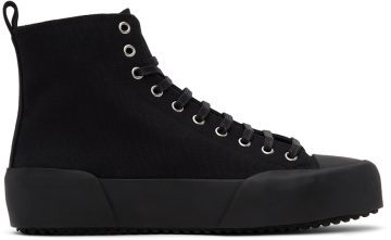 Jil Sander Black Canvas High-Top 001 BLACK (JI35546B_14350)