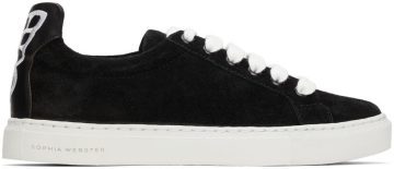 Sophia Webster Black Suede Butterfly Low Black & White (SAW21173)