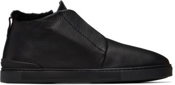 ZEGNA Black Triple Stitch Sneaker NEE (LHCLM-S5137Z)
