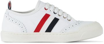 Thom Browne Kids White Side Stripe Low White 100 (KFD02V-07148)