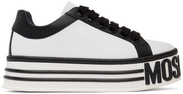 Moschino White & Black Leather Logo Platform 10A Fantasycolor (MA15045G1D MF2)