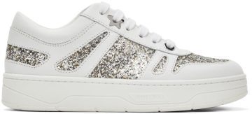 Jimmy Choo White & Silver Calfskin Hawaii/F V White/Platinum (HAWAII/FXQE)