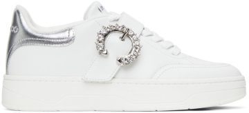 Jimmy Choo White Leather Osaka Lace Up V White/Silver/Cryst (OSAKA LACE UP XYT)
