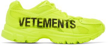 VETEMENTS Yellow Reebok Edition Artisanal Logo Spike Runner 200 NEON YELLOW (UE51SN200Y)