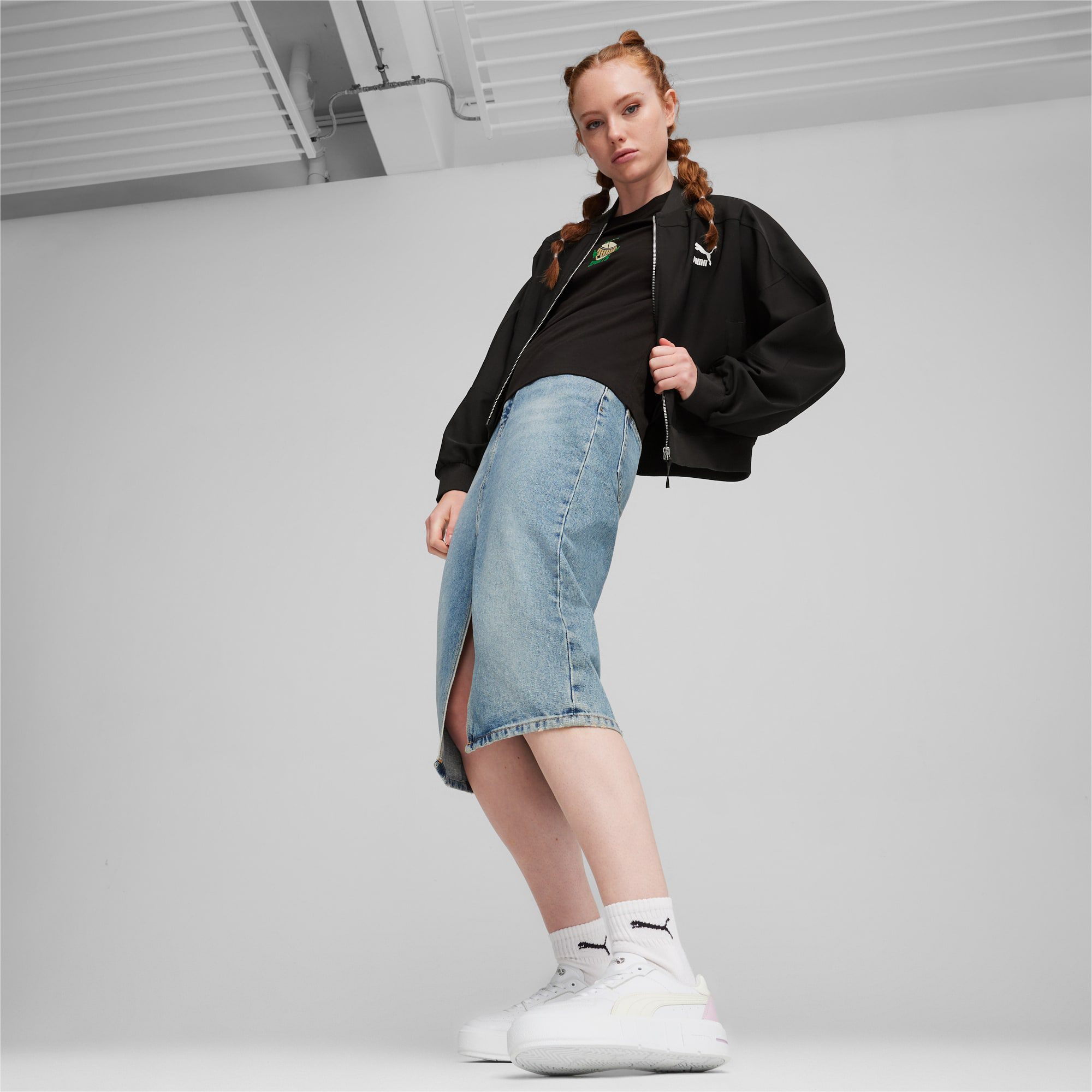 Puma Cali Court leren damessneakers Paars/Wit (393802-13)