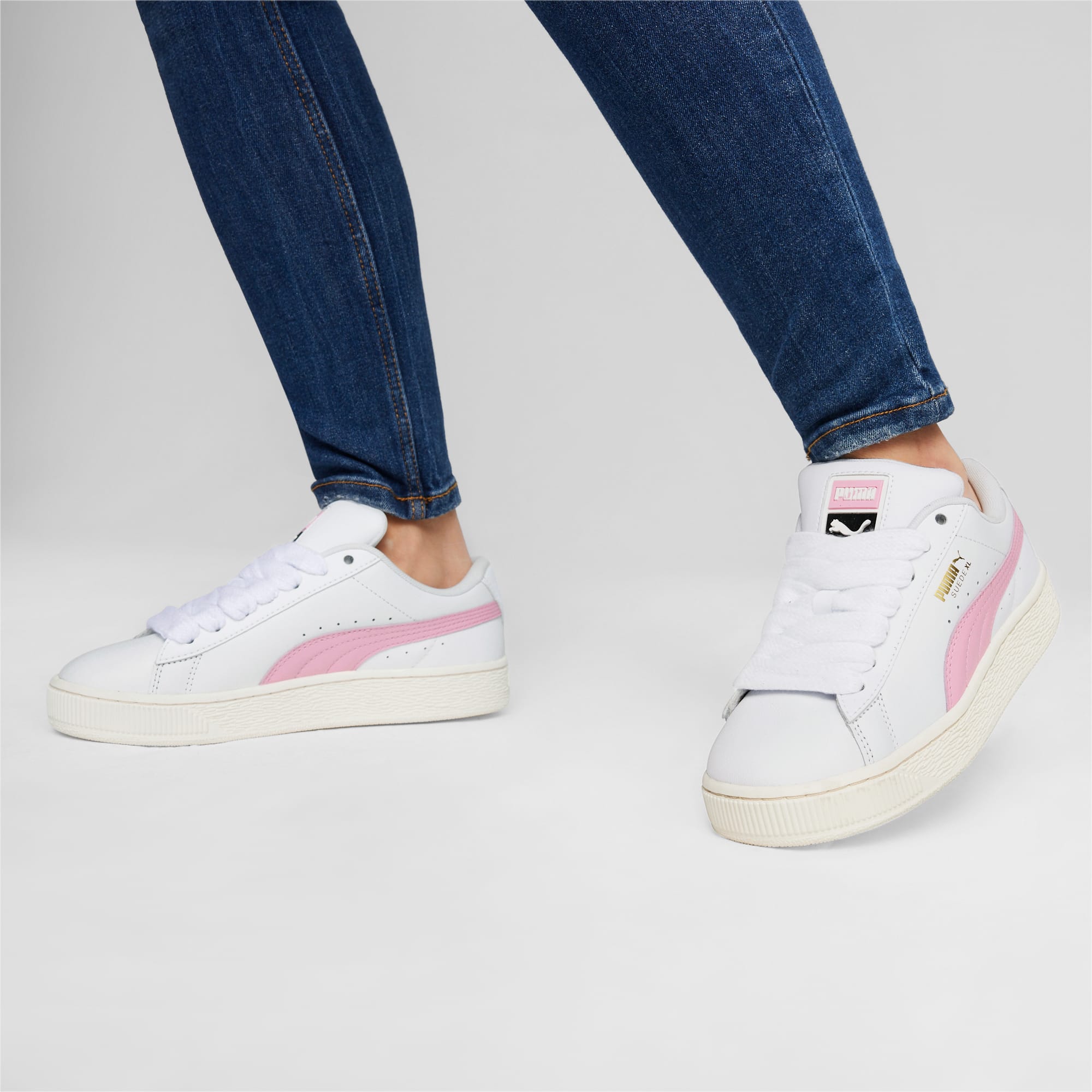 Puma Suede XL leren uniseks Wit/Roze (397255-05)