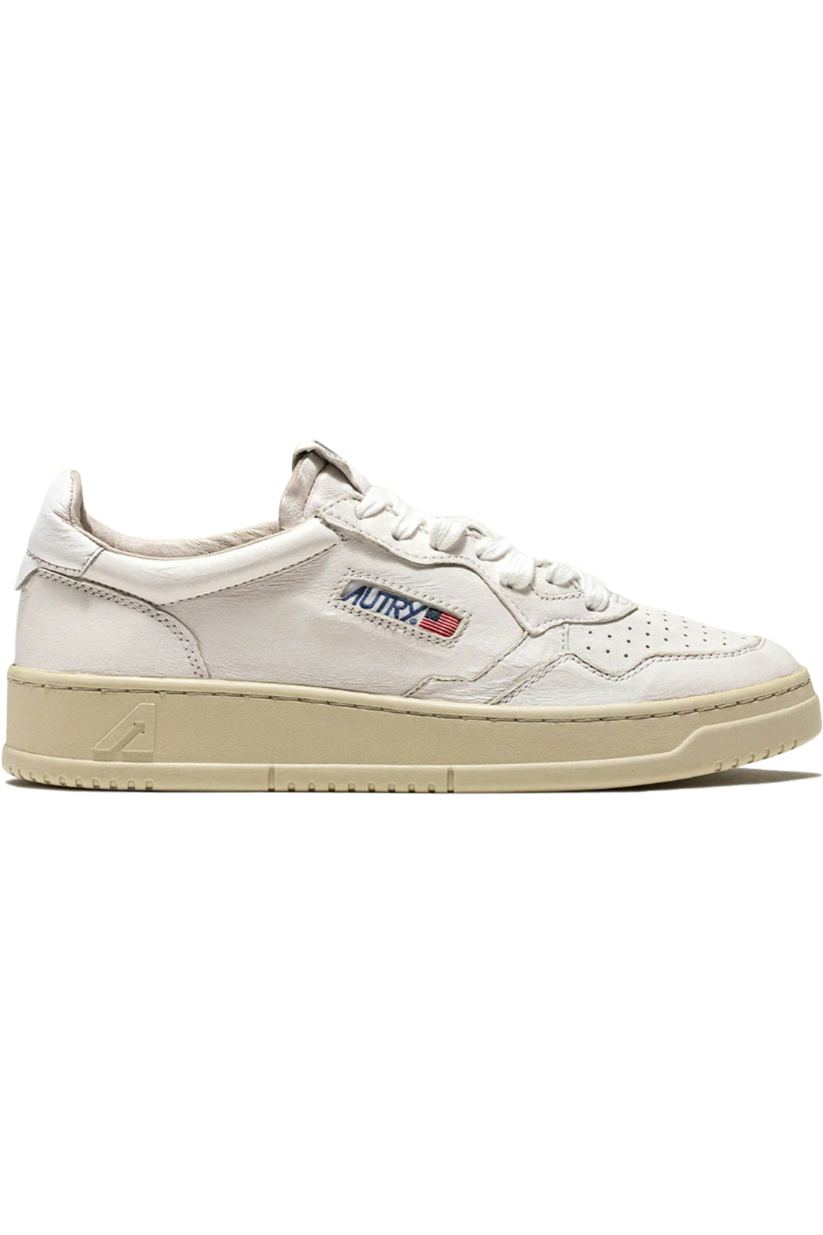 Autry Medalist Leather Low Goatskin White (Women’s) (AULM-GG04)