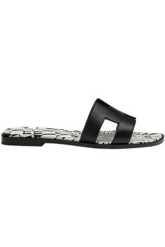 Hermes Oran Sandal Print Noir Calfskin Leather (H222106Z)