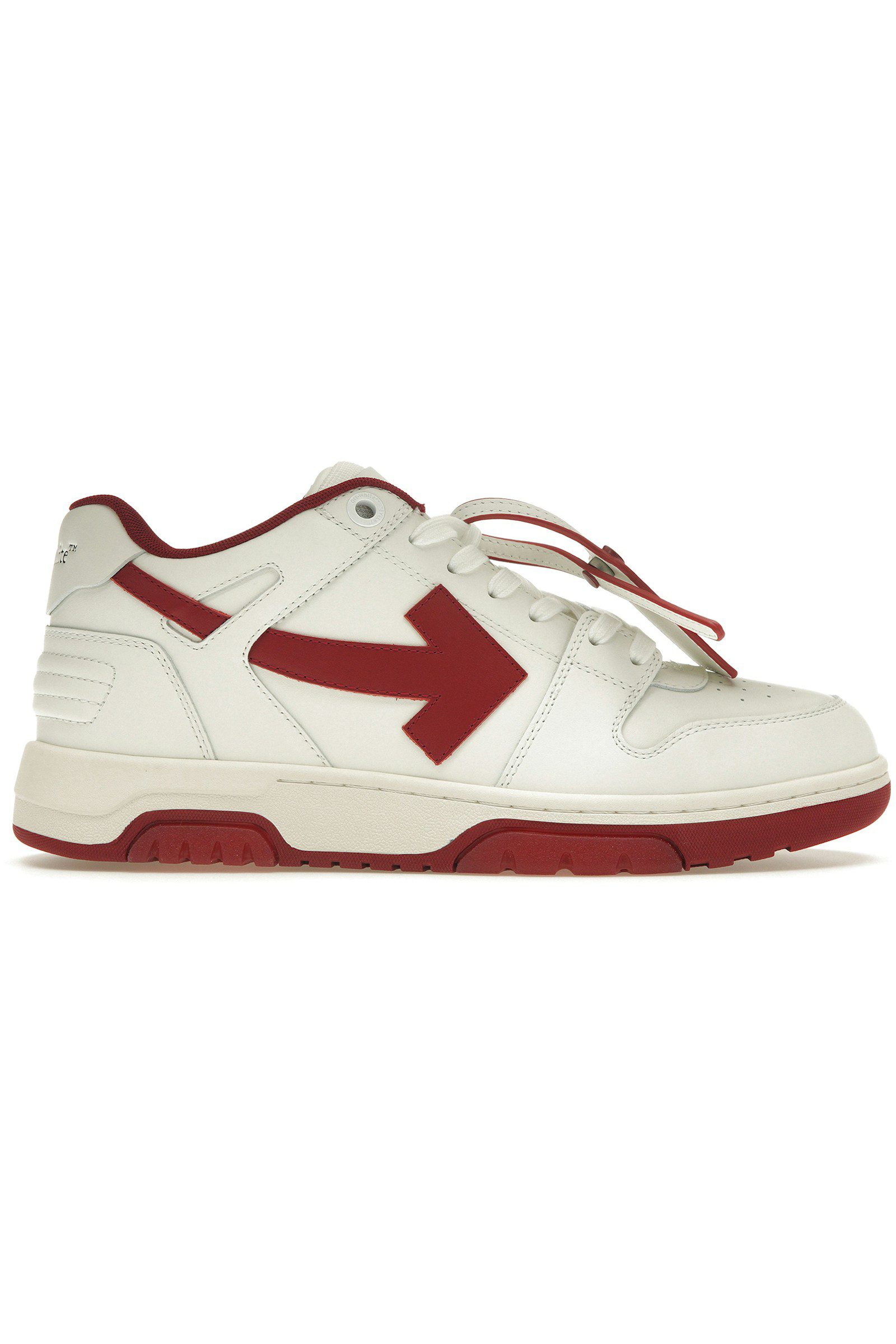 OFF-WHITE Out Of Office OOO Low Tops White Red White Tag (OMIA189F23LEA0020129)