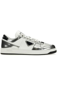 Prada Downtown Low Top Sneakers Leather White Silver (2EE364_3LL2_F0J36)
