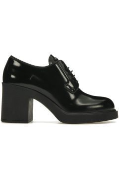 Prada Lace Up 85mm Heels Black Brushed Leather (1E976M_055_F0002_F_085)
