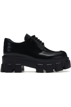 Prada Monolith 55mm Lace Up Loafer Black Brushed Leather (1E708L_B4L_F0002_F_B055)