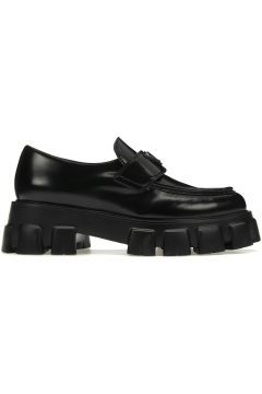 Prada Monolith 55mm Pointy Loafer Black Brushed Leather (1D663M_055_F0002_F_055)