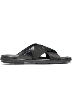 Prada Nylon Tape Crisscross Slides Black Leather (Men’s) (2X3032_3L74_F0002)