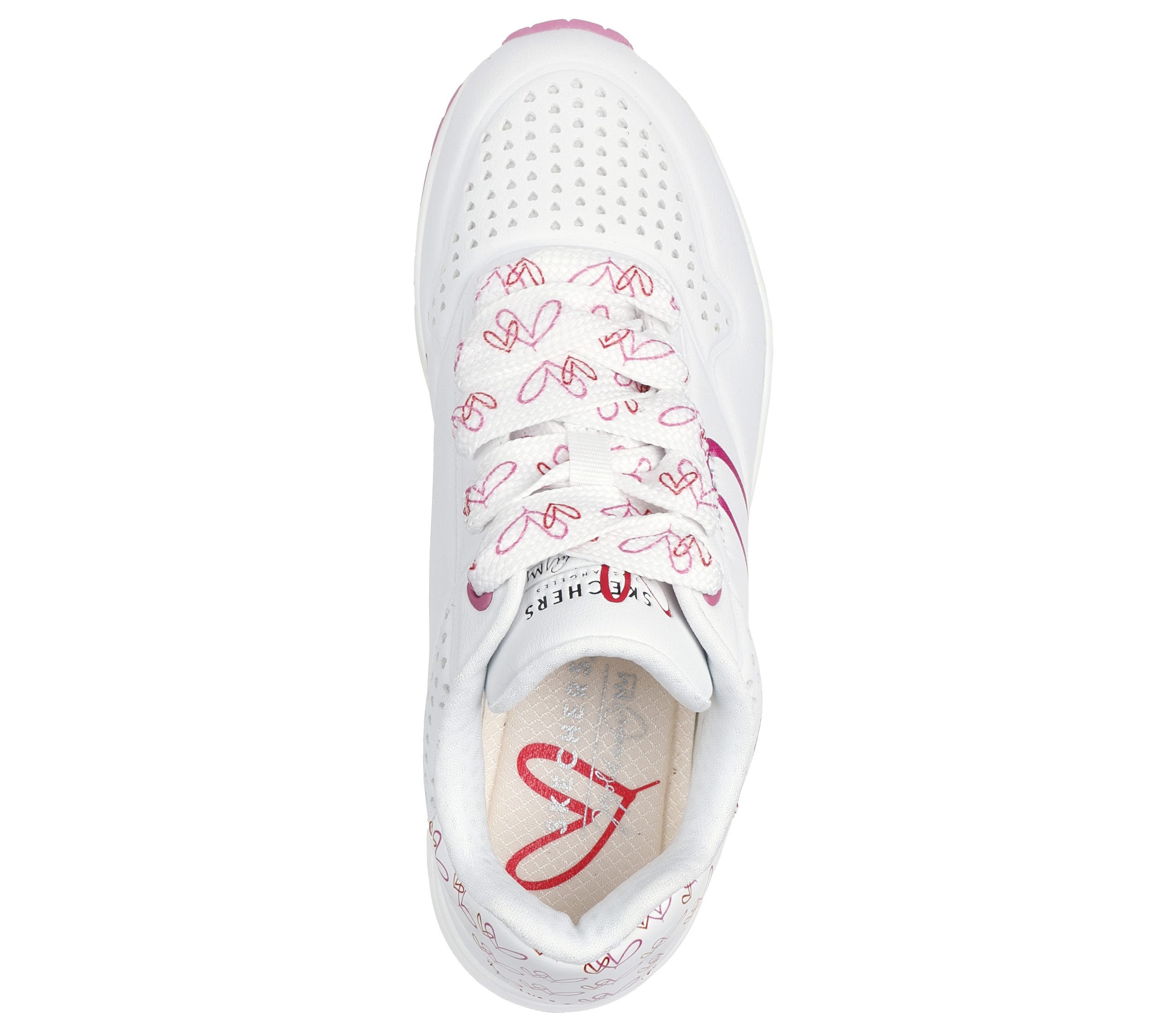 Skechers JGoldcrown: Uno – Twin Hearts – Wit / Rood / Roze (177924-WRPK)