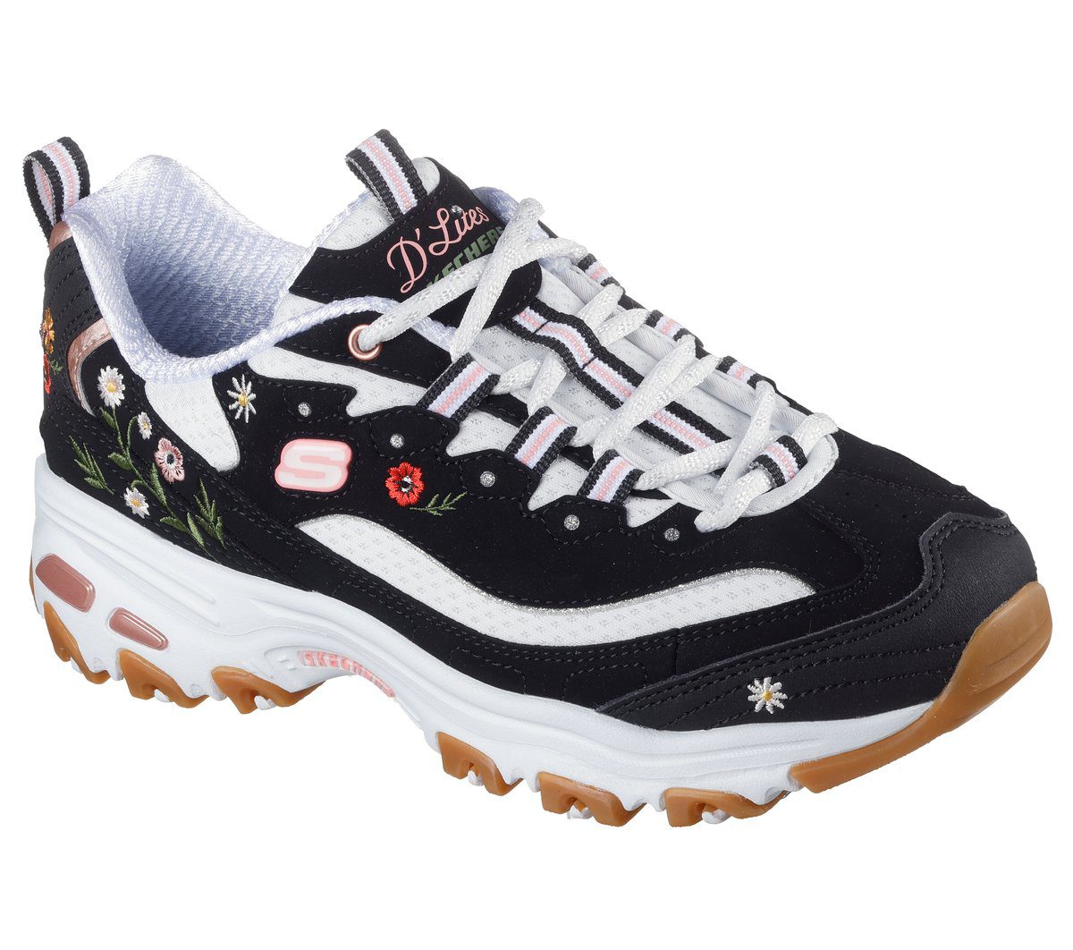 Skechers D’Lites – Spring Bloom – Zwart / Wit (150553-BKW)