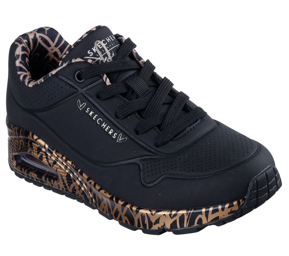 Skechers Skechers x JGoldcrown: Uno – Loving Love – Zwart / Roos Goud (155506-BKRG)
