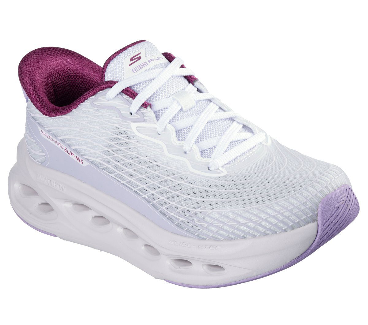Skechers Skechers Slip-ins: Max Cushioning Glide-Step – Sapphire – Wit / Lavendel (129404-WLV)