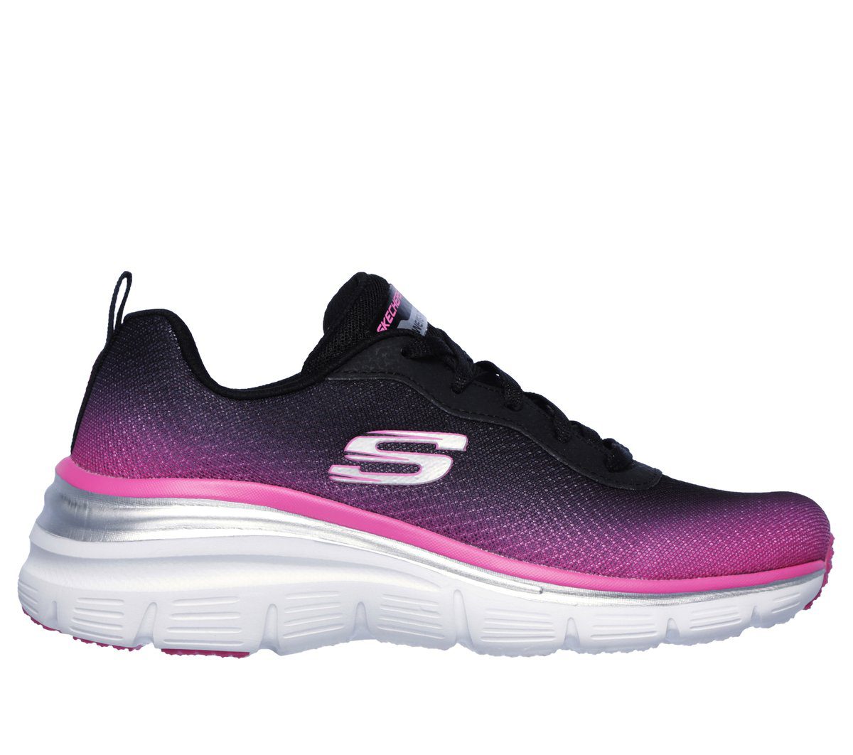 Skechers Fashion Fit – Build Up – Zwart / Heet Roze (12717-BKHP)