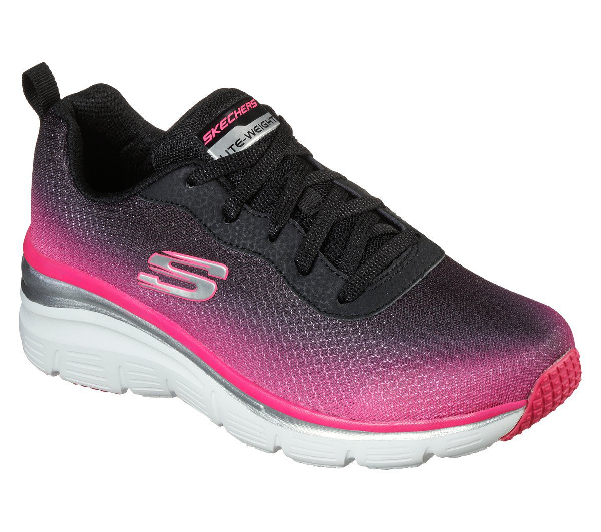 Skechers Fashion Fit – Build Up – Zwart / Heet Roze (12717-BKHP)