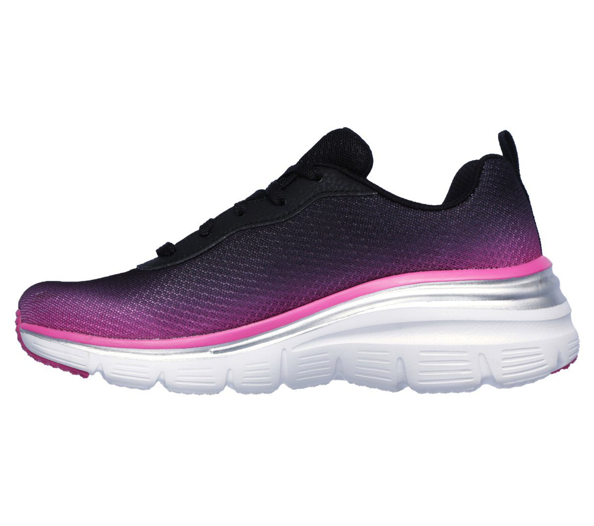 Skechers Fashion Fit – Build Up – Zwart / Heet Roze (12717-BKHP)
