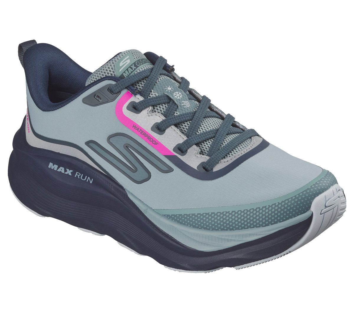 Skechers Waterproof: Max Cushioning Max Run – Vorteza – Leigrijs (129203-SLT)